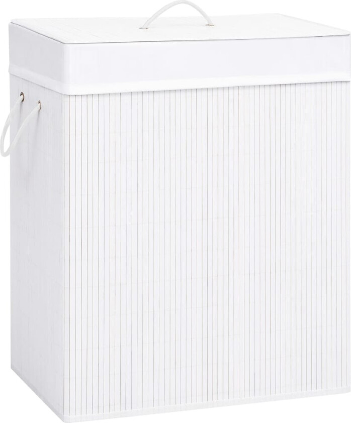 Skittentøyskurv med 2 seksjoner bambus hvit 100 L