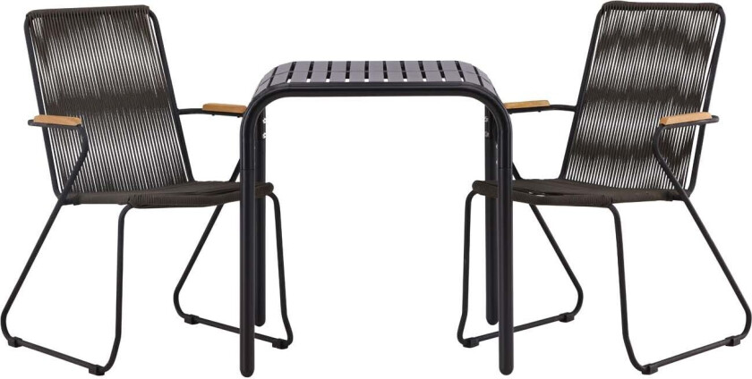Borneo hagesett bord, 2 stoler svart.