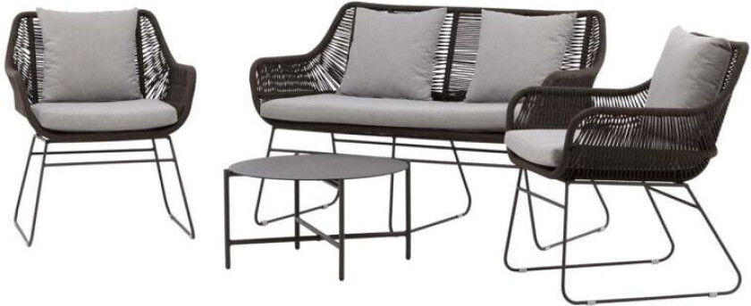 Davao salongsett 4 deler brun,mørkegrå.