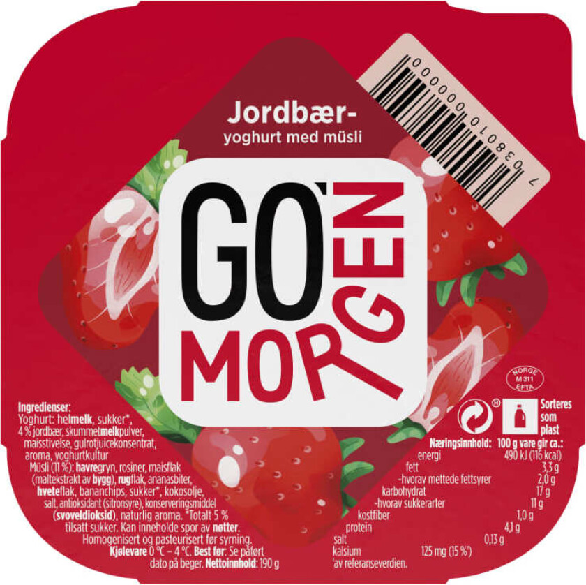 Tine Go' Morgen Jordbær 190g