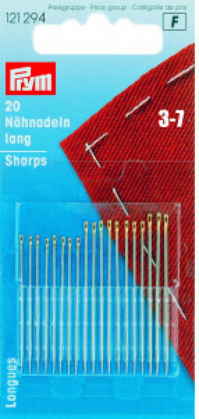 Synåler 20 stk. Str. 3-7