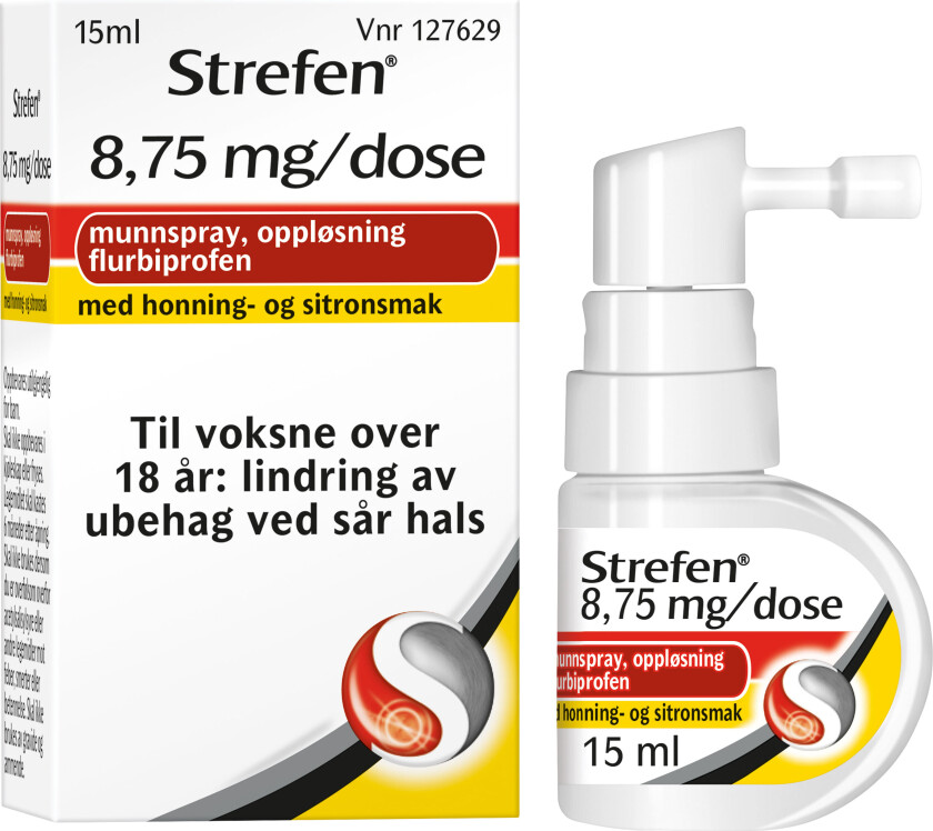 Munnspray 8,75mg/dose Honning og Sitron, 15 ml.