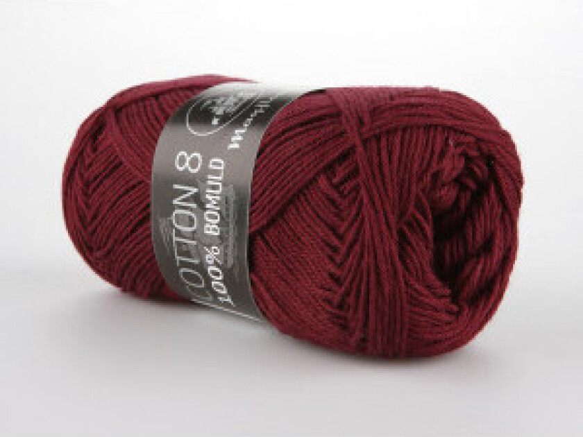 Cotton 8/4 Garn Unicolor 1454 Vinrødt