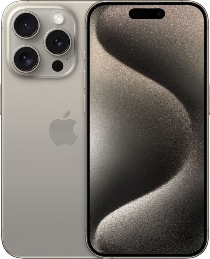 iPhone 15 Pro - 5G smartphone - dobbelt-SIM / Internminne 1 TB - OLED-display - 6.1 - 2556 x 1179 piksler (120 Hz) - 3x bakkamera 48 MP, 12 MP, 12 MP - front camera 12 MP - naturlig titan