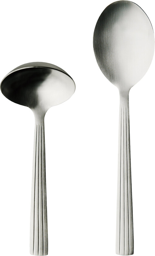 Bilde av - 2 pcs - Cutlery set gravy/potato spoon giftbox - Matte steel (14639)