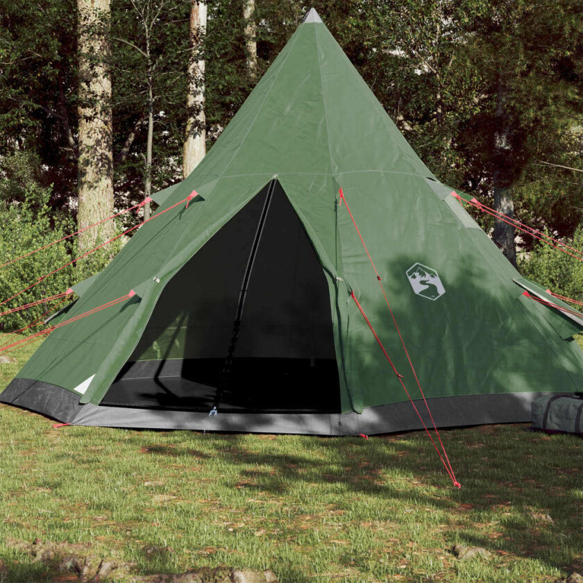 Campingtelt 2 personer grønn 367x367x259 cm 185T taft