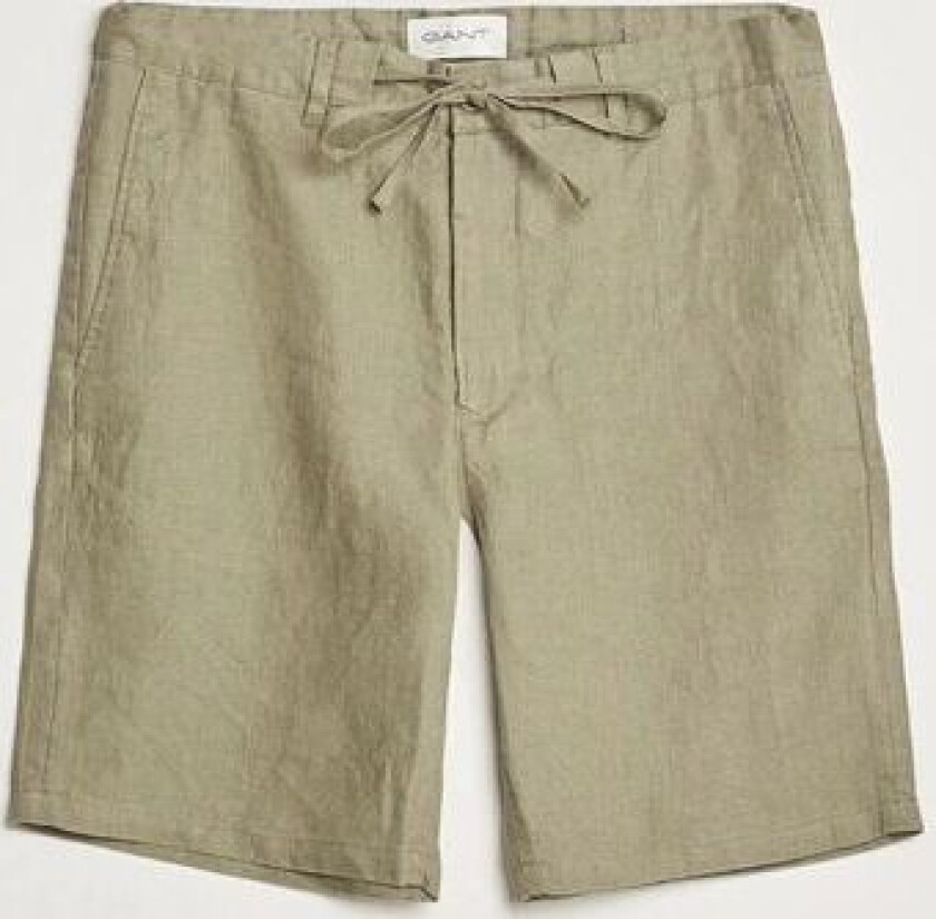 Relaxed Linen Drawstring Shorts Dried Clay
