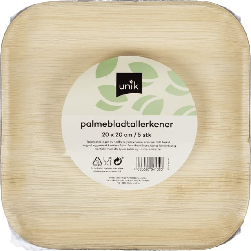 Tallerken Palmeblad 20cm 5stk