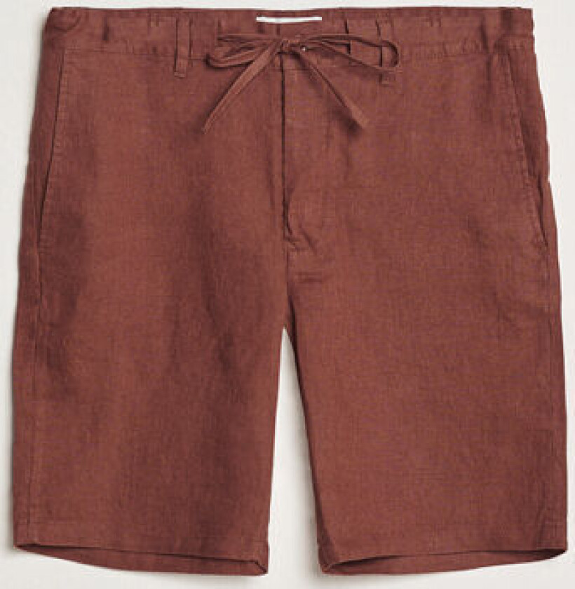 Relaxed Linen Drawstring Shorts Cognac Brown
