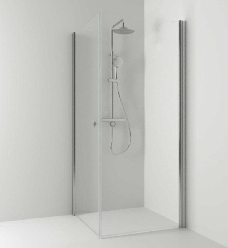 Dusjhjørne Rett Hullgrep Blyantpenn Svart 90x90cm / Klart Glass
