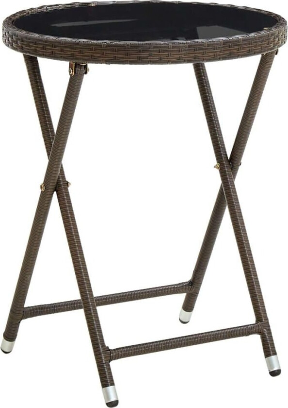 Tebord brun 60 cm polyrotting og herdet glass