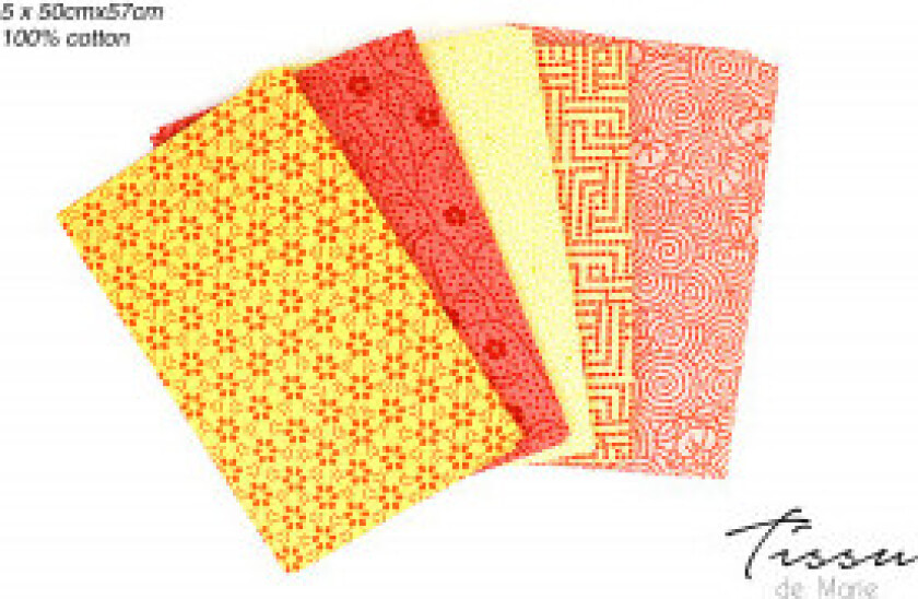 Fabric de Marie Fat Quarter Rav 50x57cm - 5 stk.