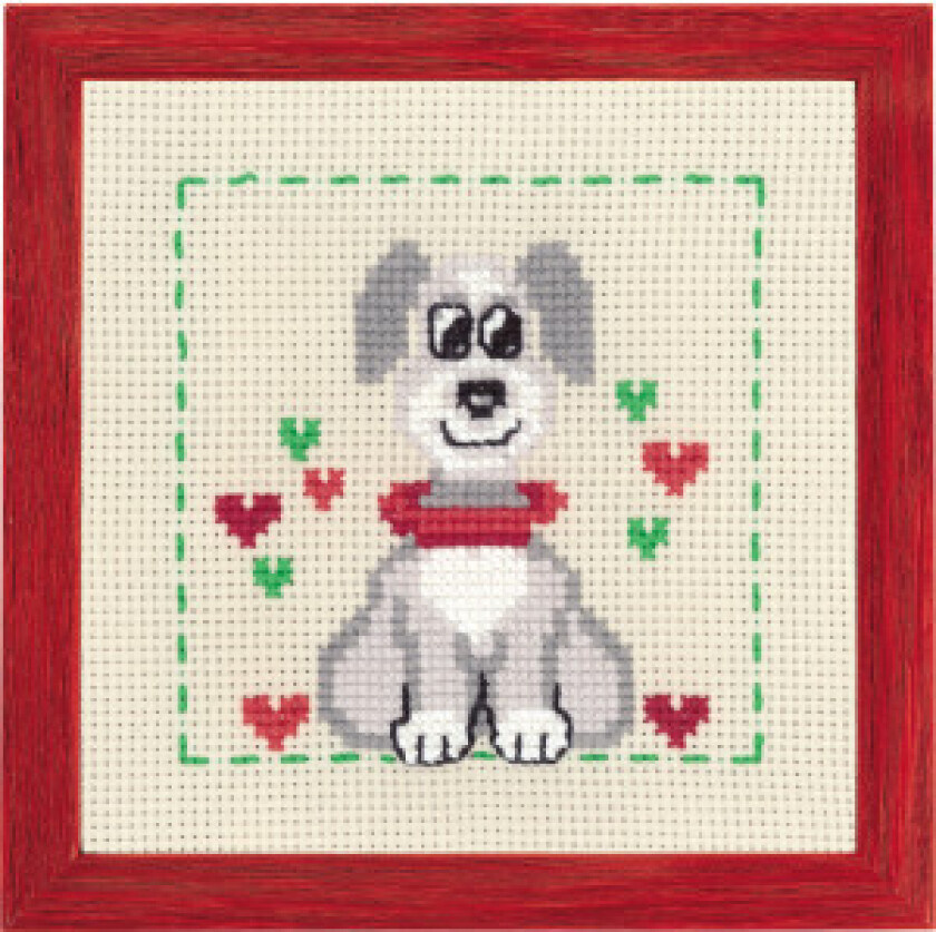 Broderisett Aida til Barn Hund 19x19cm