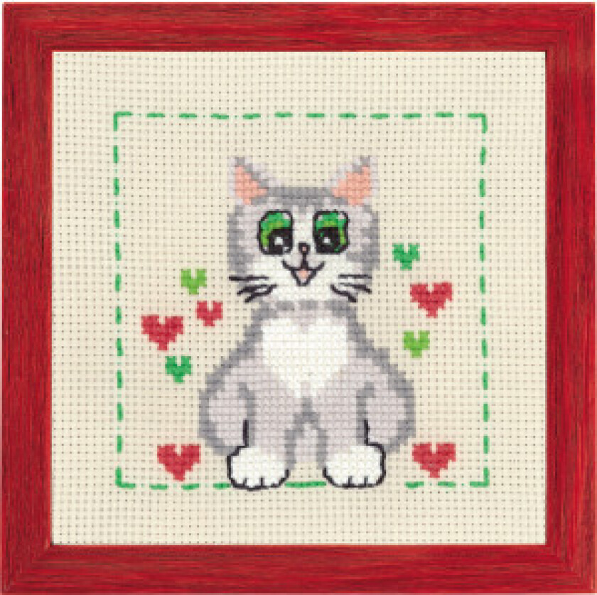 Broderisett Aida til Barn Katt 19x19cm