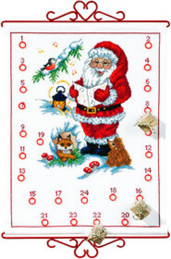 Broderisett Aida Julekalender Syngende Julenisse 35x46cm