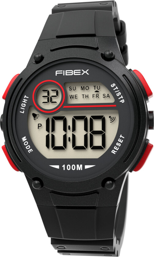 Mini Digital 100M Water Resist FIBEX84BAP07 - Digital - Rød Sort - Unisex - Silikon -
