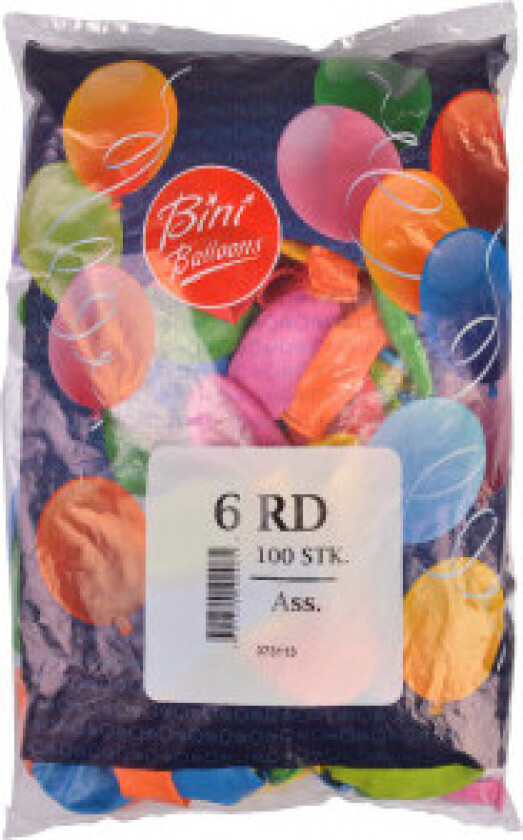 Ballonger Ass. farger Ø19cm - 100 stk