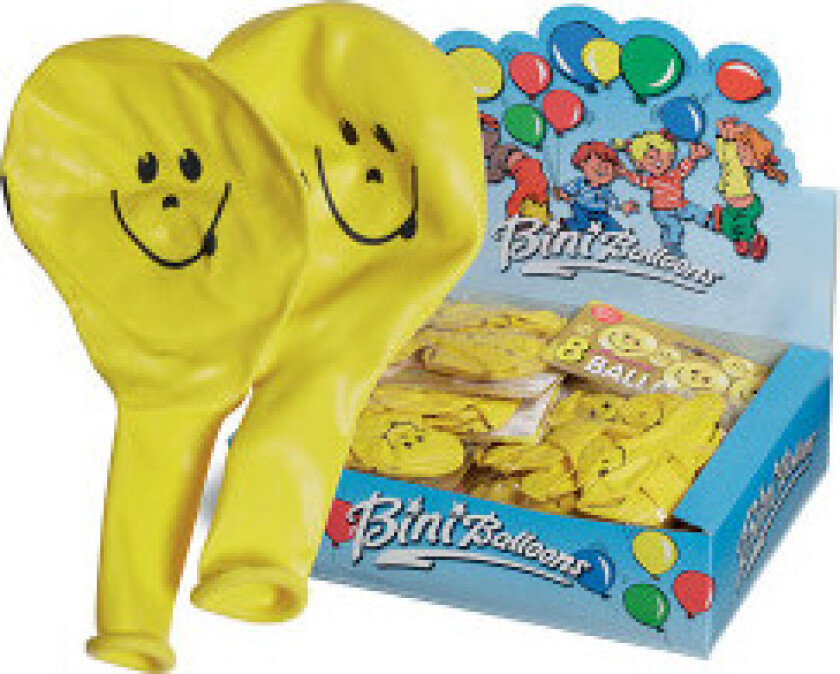 Ballonger Smiley Gul Ø26cm - 8 stk
