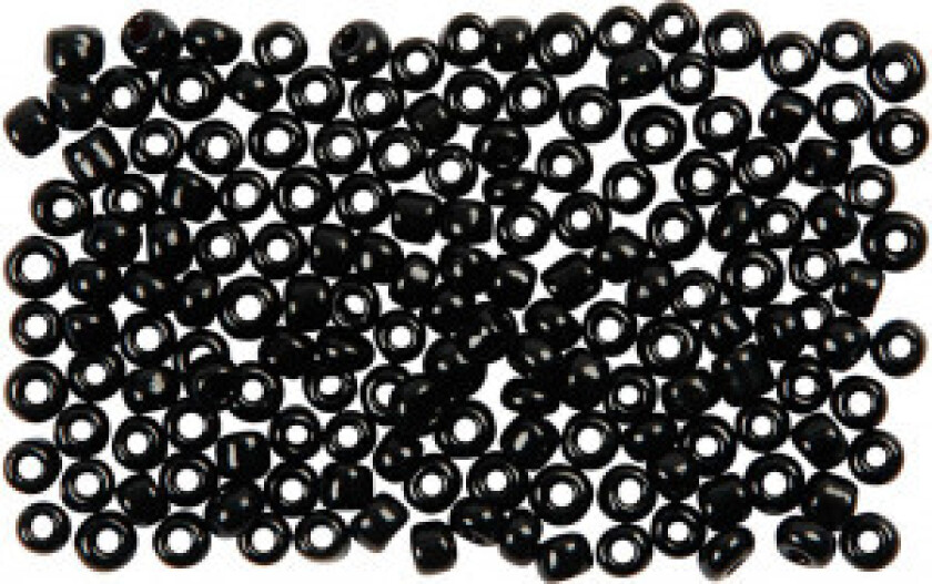 Rocaillesperler, svart, str. 8/0 , dia. 3 mm, hullstr. 0,6-1,0 mm, 500