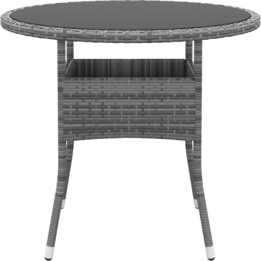 Hagebord Ø80x75 cm herdet glass og polyrotting grå