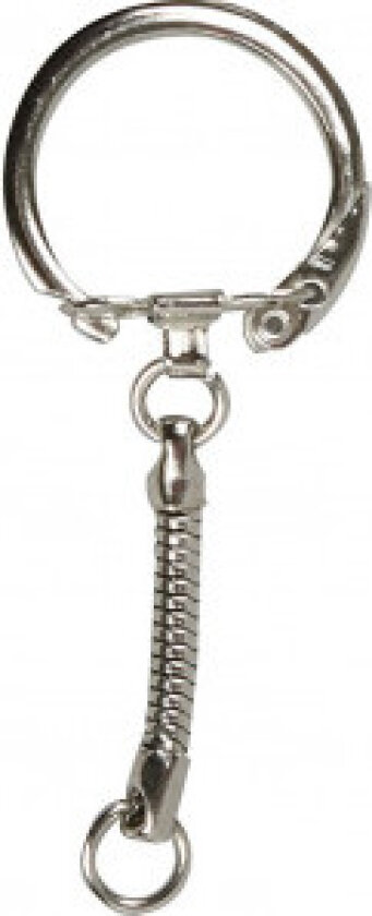 Nøkkelring med kjede, dia. 2,3 cm, L: 6 cm, 25 stk.