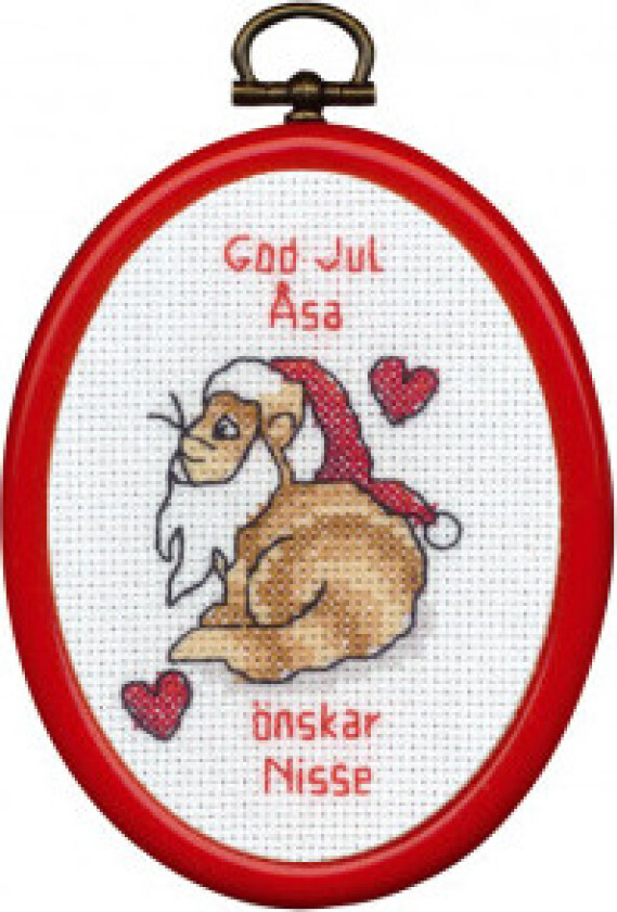 Broderisett nissekatt med ramme 7x9cm