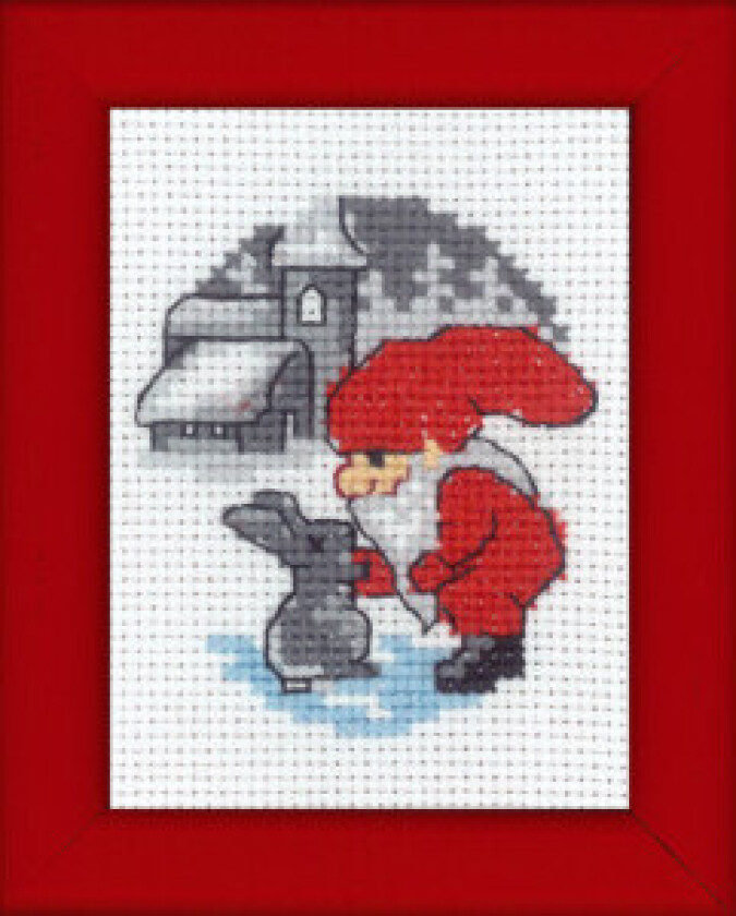 Broderisett Julebilde Kanin og nisse 6x8cm