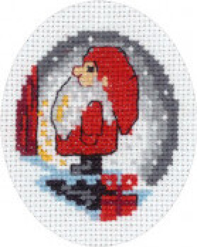 Broderisett Julekort Nisse på trapp 9x13cm