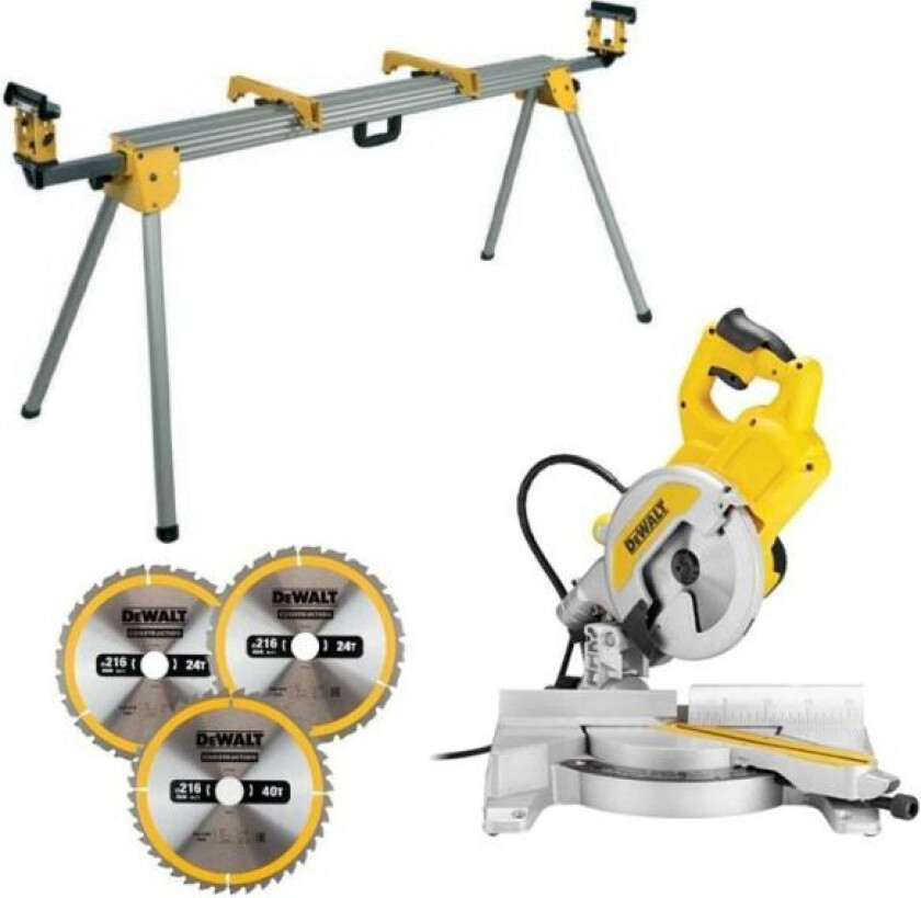 Dewalt DWS777SE Kapp- og gjærsag med sagbenk