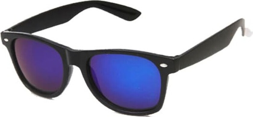 Wayfarer solbriller Black Blue Mirror Glass + Senile ledning
