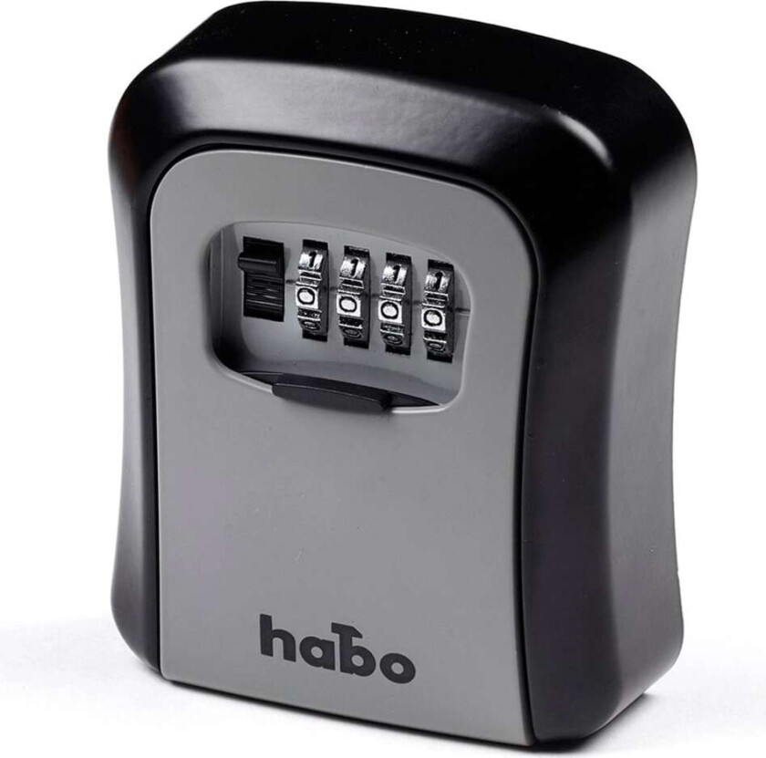 Habo nøgleboks m/ kodelås - vægmonteret sort/grå lak 103 kombilås.