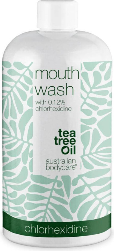 Klorhexidin munnskyll 0,12% med Tea Tree Oil 500 ml - Munnskyllevann for daglig pleie av sårt tannkjøtt, periodontal sykdom og dårlig ånde