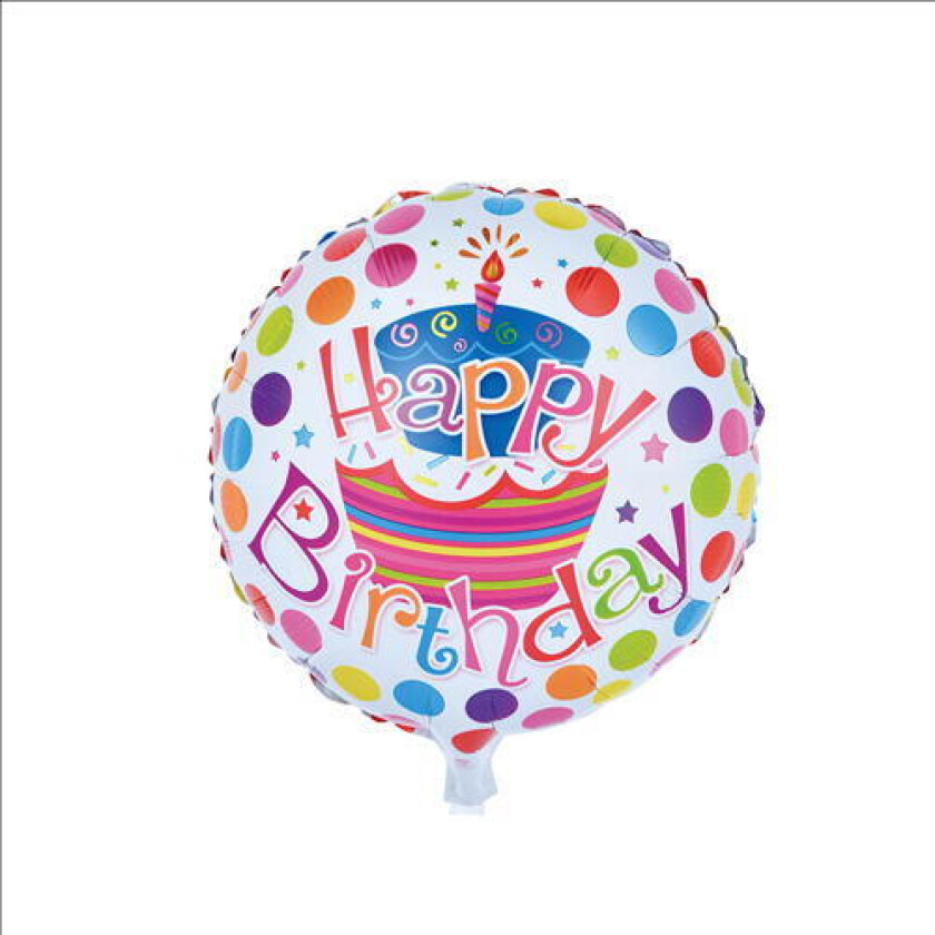 Ballong "Happy Birthday" 45 Cm. Flerfarget