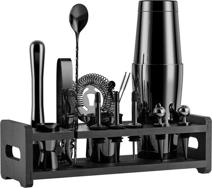 Cocktailshaker Sett Med 23 Deler Med Stativ - Gunmetal