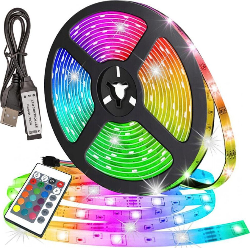2m LED-Strip Lights med RGB / Lyslenke / LED-list - USB