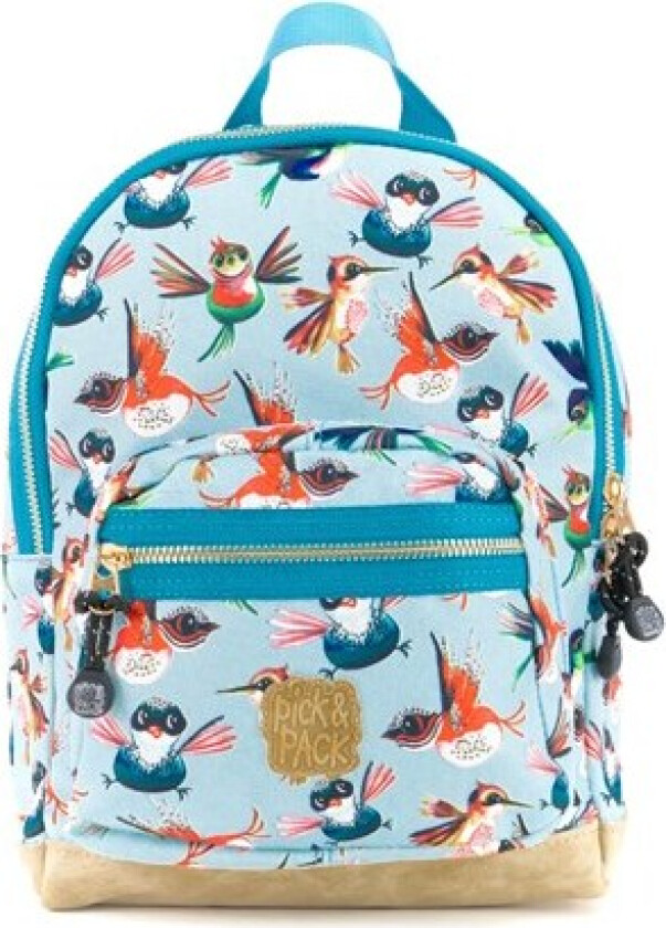 Pick & Pack Birds dusty blue backpack 22 x 31 x 11cm