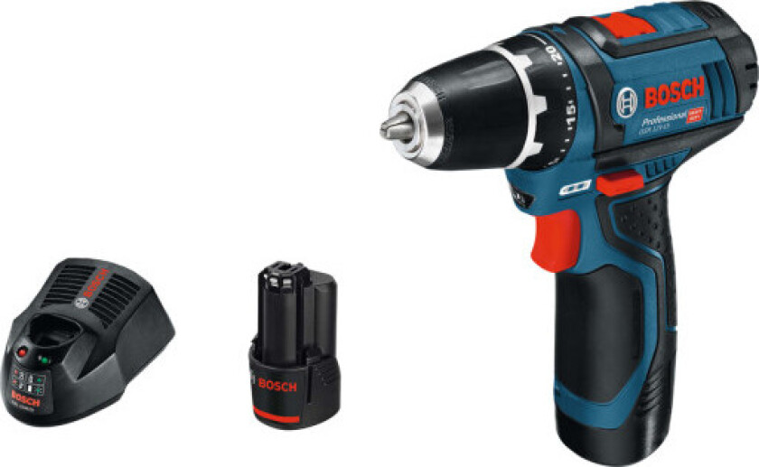 GSR 12V-15 Borrskrutrekker med 1 stk 2,0 Ah batteri og lader