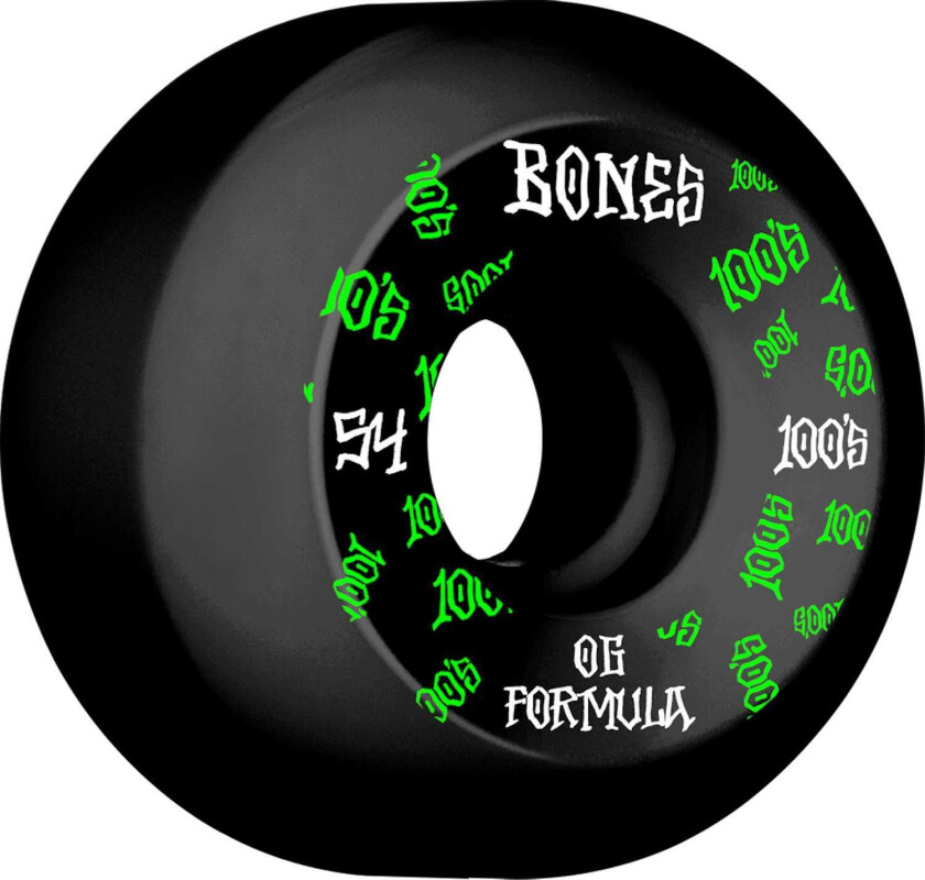 Bones Wheels Skateboard 100 54mm 100A Svart V5 Sidecut 4-pak