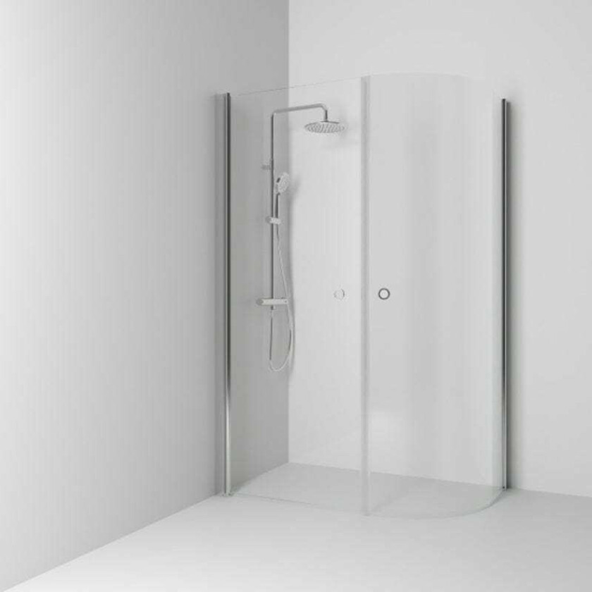 Bilde av Skoga Dusjhjørne Asymmetrisk Krom / 147x80cm Klart Glass