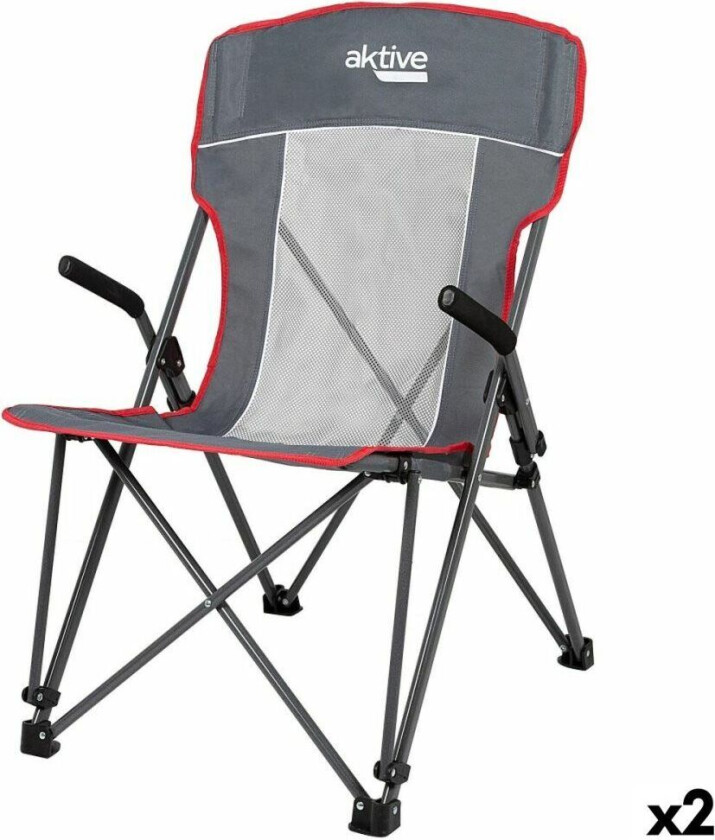 Sammenleggbar campingstol Aktive Grå 59 x 97 x 68 cm (2 enheter)