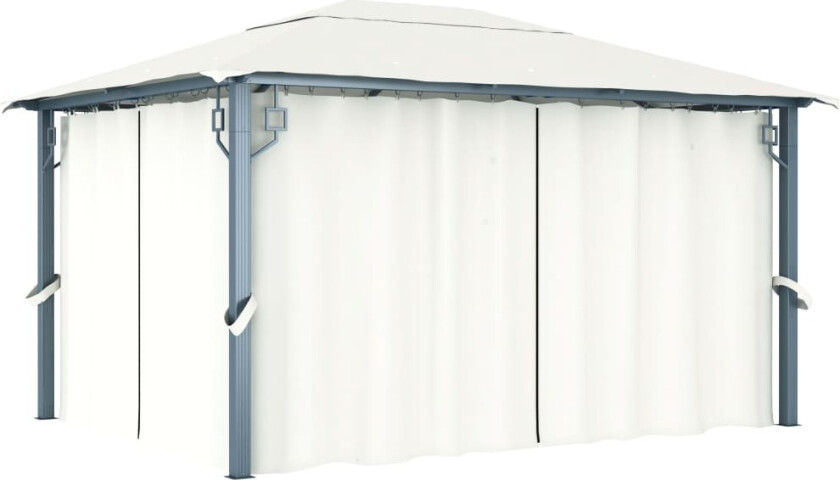 Paviljong med sidegardiner 400 x 300 cm - hvit