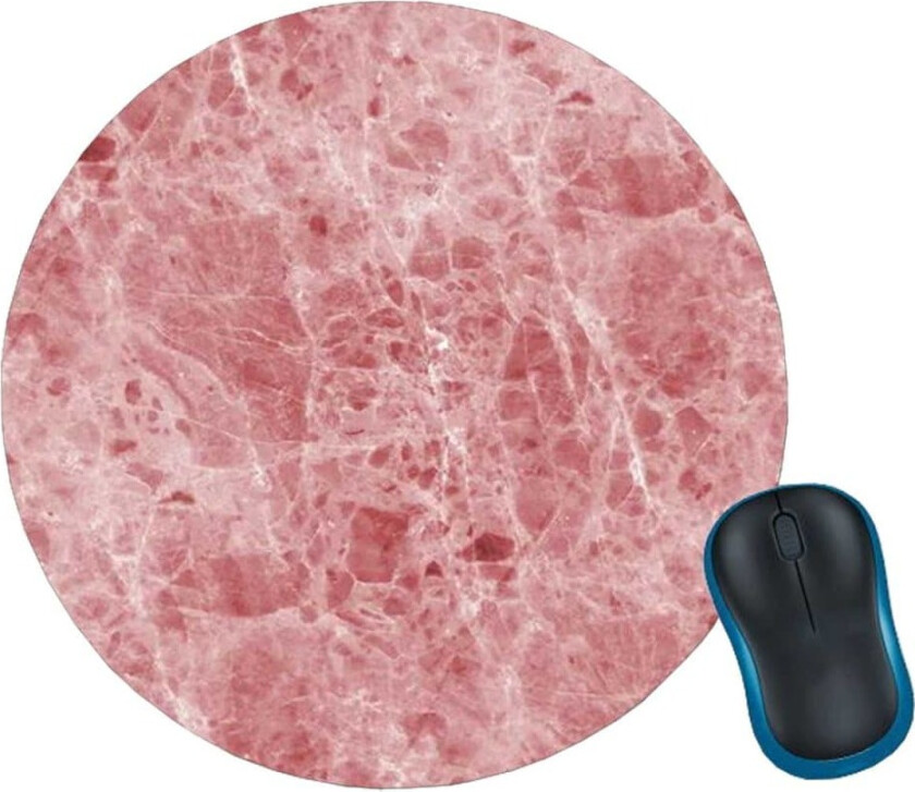Myk rund musematte med trykk rosa marmor 20cm