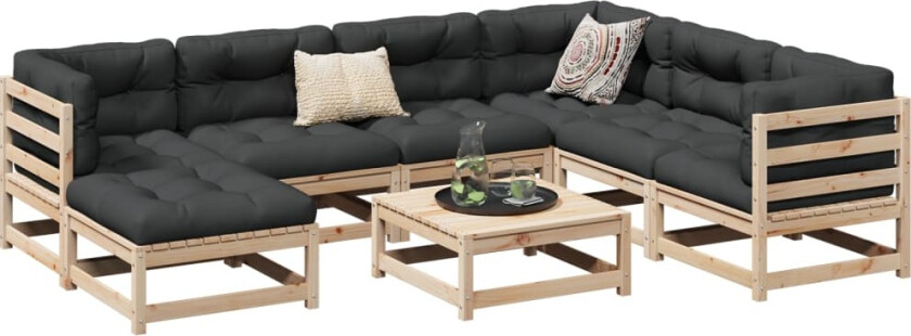 Hagesofasett 8 deler heltre furu