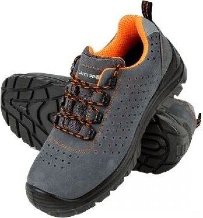 Lahti Pro low suede shoes, gray-orange, S1P SRC, size 43 (L3041643)