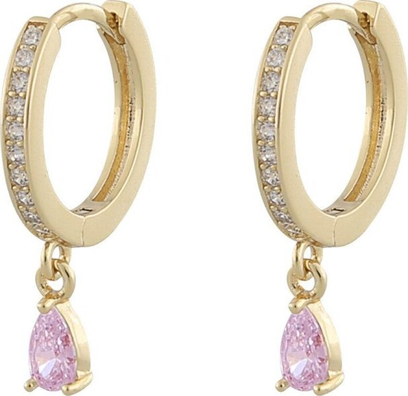 Snö Of Sweden Camille Drop Ring Earring Gold/Pink 14,5mm