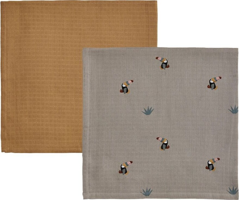 Toucan Muslin Stoffbleie 2-pakning Clay / Caramel