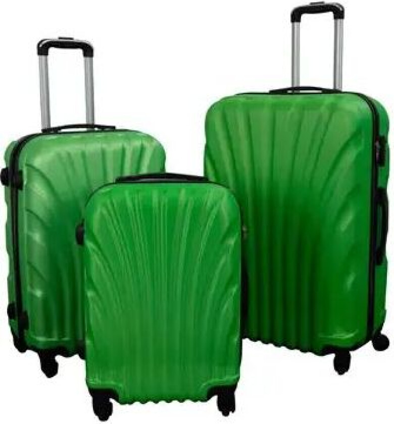 Koffertsett - 3 stk. - Praktiske hardcase-billige kofferter - Mussling grønn