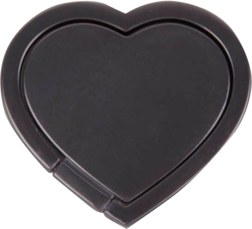 GEAR MobilRing Hjerte Svart Matt Fingerholder med Stativfunksjon
