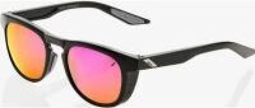 100 % briller 100 % SLENT polert svart - lilla flerlags speillinse (lilla flerlags speillinse, lysgjennomgang 24 %) (NY) universal