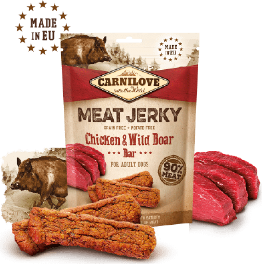 Dog Meat Jerky Chicken with Pheasant Bar Godbiter til hund 100 g